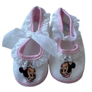 Vintage Y2K Disney Babies Minnie Lace Booties Pink White
